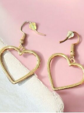 Gold Heart Drop Earrings - Women's Jewelry